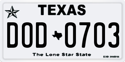 TX license plate DOD0703
