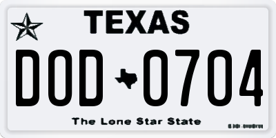 TX license plate DOD0704