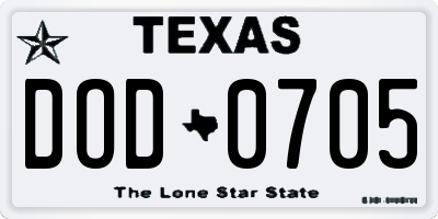 TX license plate DOD0705
