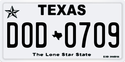 TX license plate DOD0709