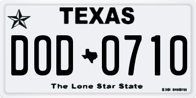 TX license plate DOD0710