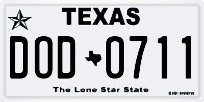 TX license plate DOD0711
