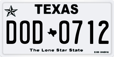 TX license plate DOD0712