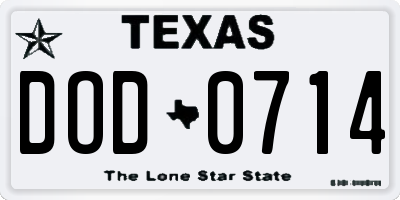 TX license plate DOD0714