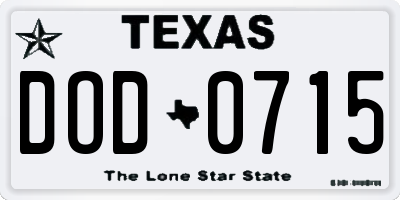 TX license plate DOD0715