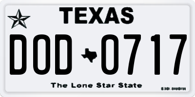 TX license plate DOD0717