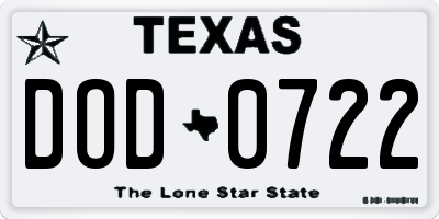 TX license plate DOD0722