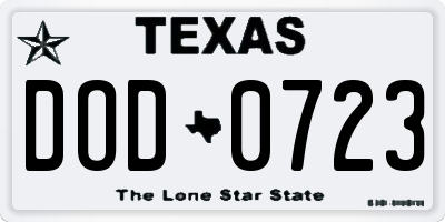 TX license plate DOD0723
