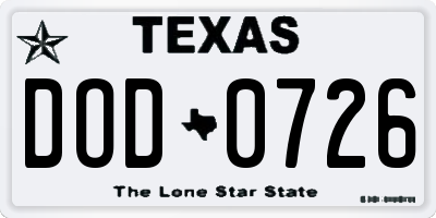 TX license plate DOD0726