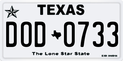 TX license plate DOD0733