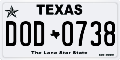 TX license plate DOD0738