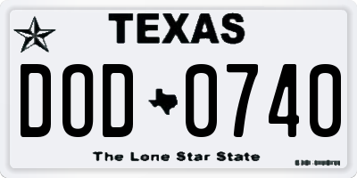 TX license plate DOD0740