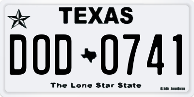 TX license plate DOD0741