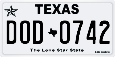 TX license plate DOD0742
