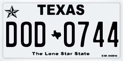 TX license plate DOD0744