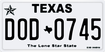 TX license plate DOD0745
