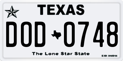 TX license plate DOD0748