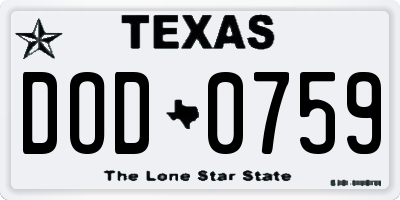 TX license plate DOD0759