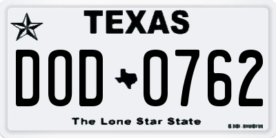 TX license plate DOD0762