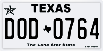 TX license plate DOD0764