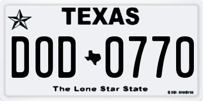 TX license plate DOD0770