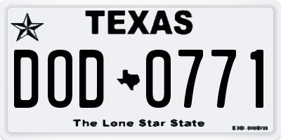 TX license plate DOD0771