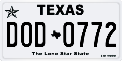 TX license plate DOD0772