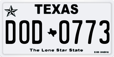 TX license plate DOD0773