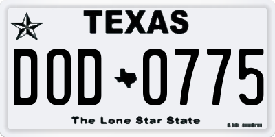 TX license plate DOD0775