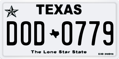 TX license plate DOD0779