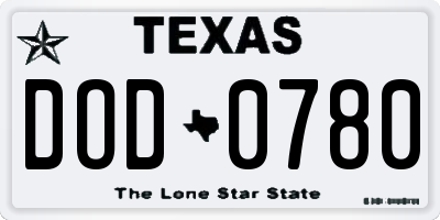 TX license plate DOD0780