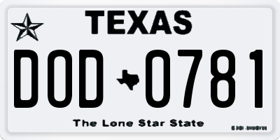 TX license plate DOD0781