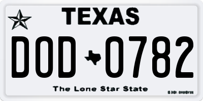 TX license plate DOD0782