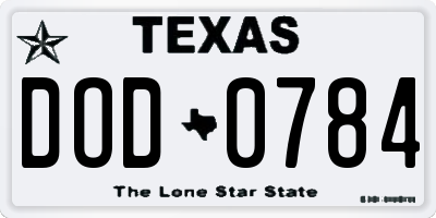 TX license plate DOD0784