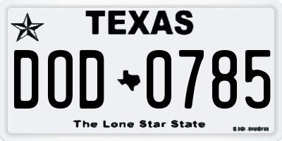 TX license plate DOD0785