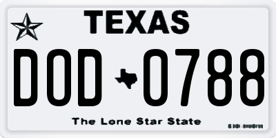 TX license plate DOD0788