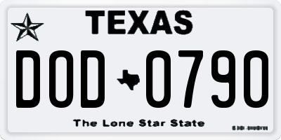 TX license plate DOD0790