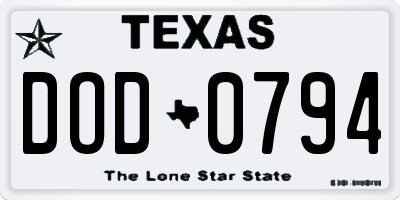 TX license plate DOD0794