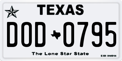 TX license plate DOD0795