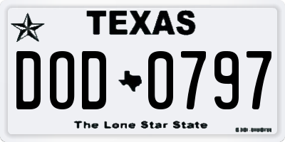 TX license plate DOD0797