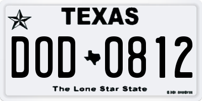 TX license plate DOD0812