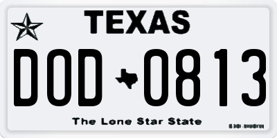 TX license plate DOD0813