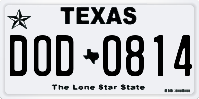 TX license plate DOD0814