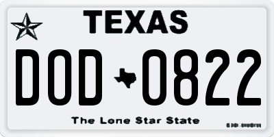 TX license plate DOD0822