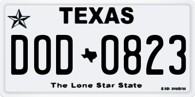 TX license plate DOD0823