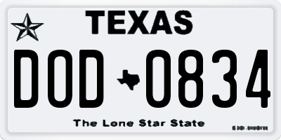 TX license plate DOD0834