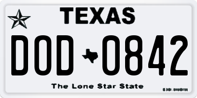 TX license plate DOD0842