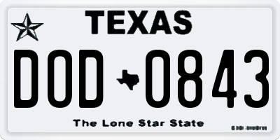 TX license plate DOD0843
