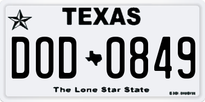 TX license plate DOD0849