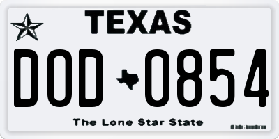 TX license plate DOD0854